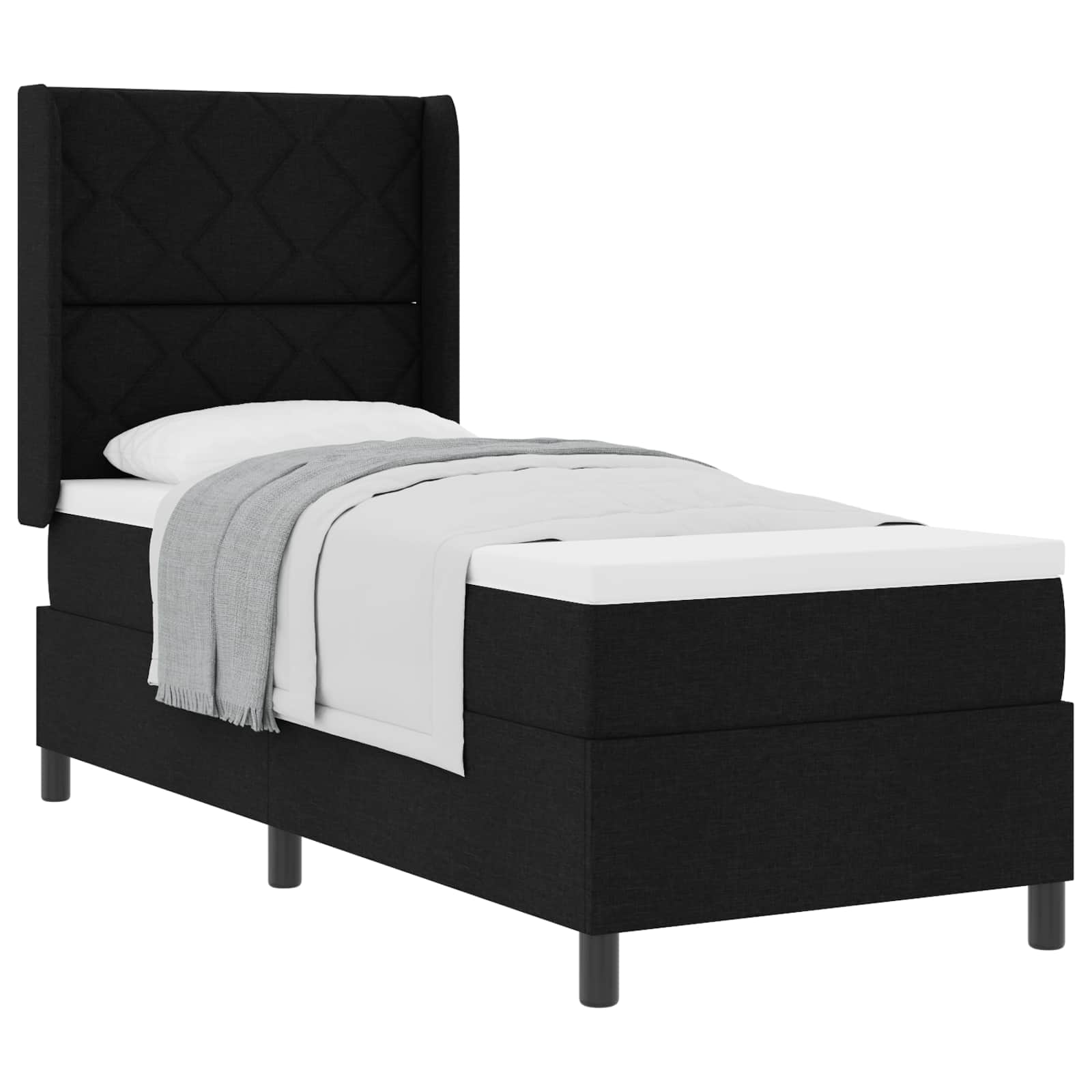 vidaXL Cama Box com colchão com cabeceira Preto 200 x 80 cm tecido
