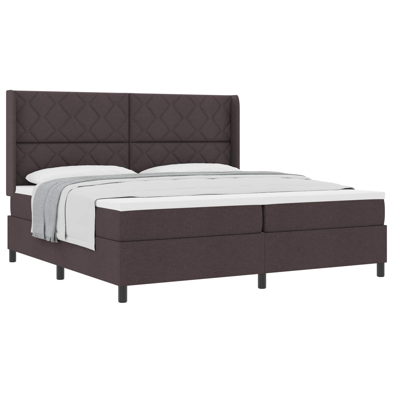 vidaXL Cama Box com colchão Marrom Escuro 200 x 200 cm tecido