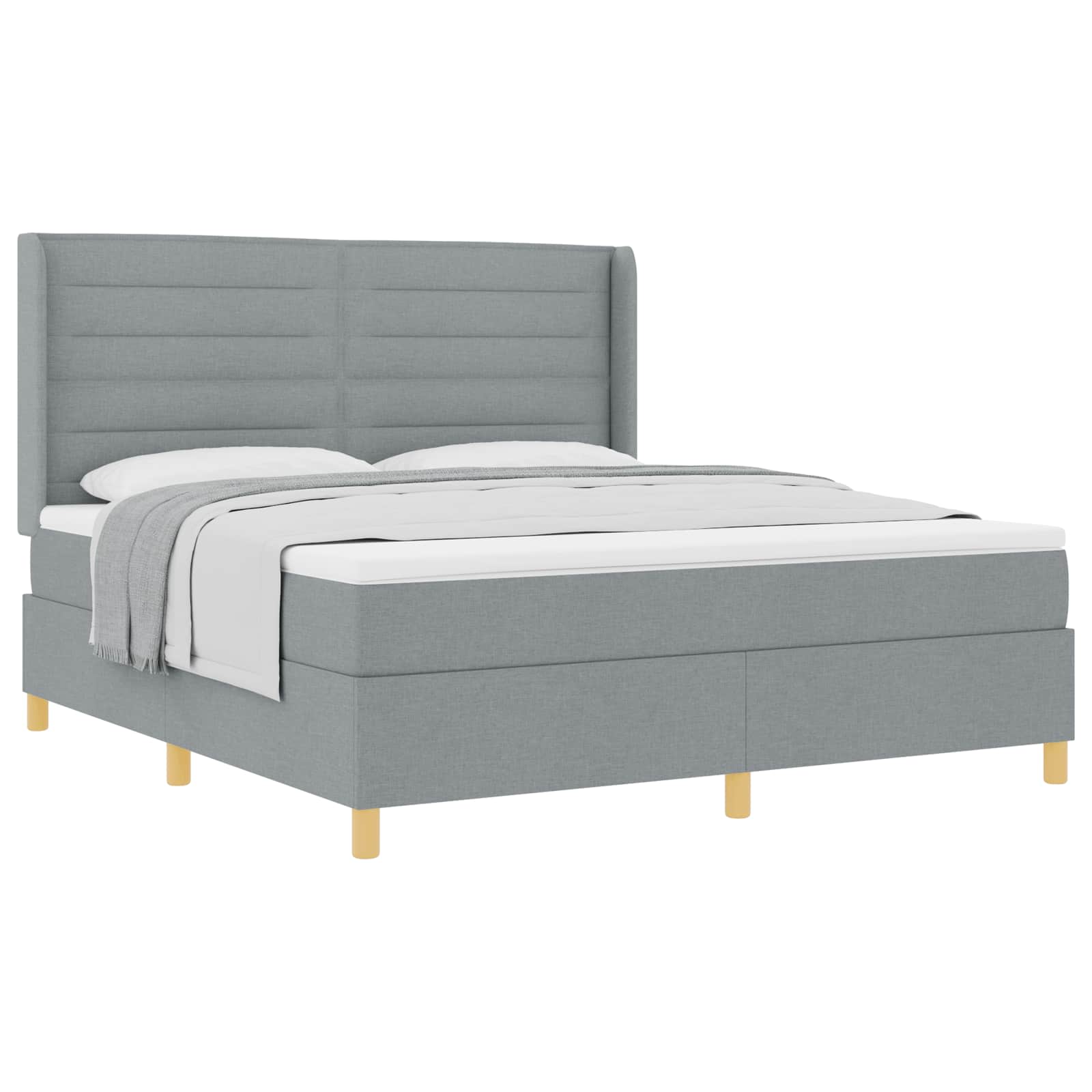 vidaXL Cama Box com colchão Cinzento-claro 180 x 200 cm tecido