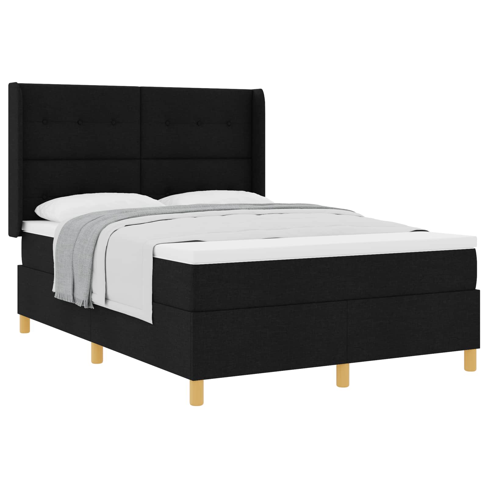 vidaXL Cama Box com cabeceira Preto 140 x 200 cm tecido