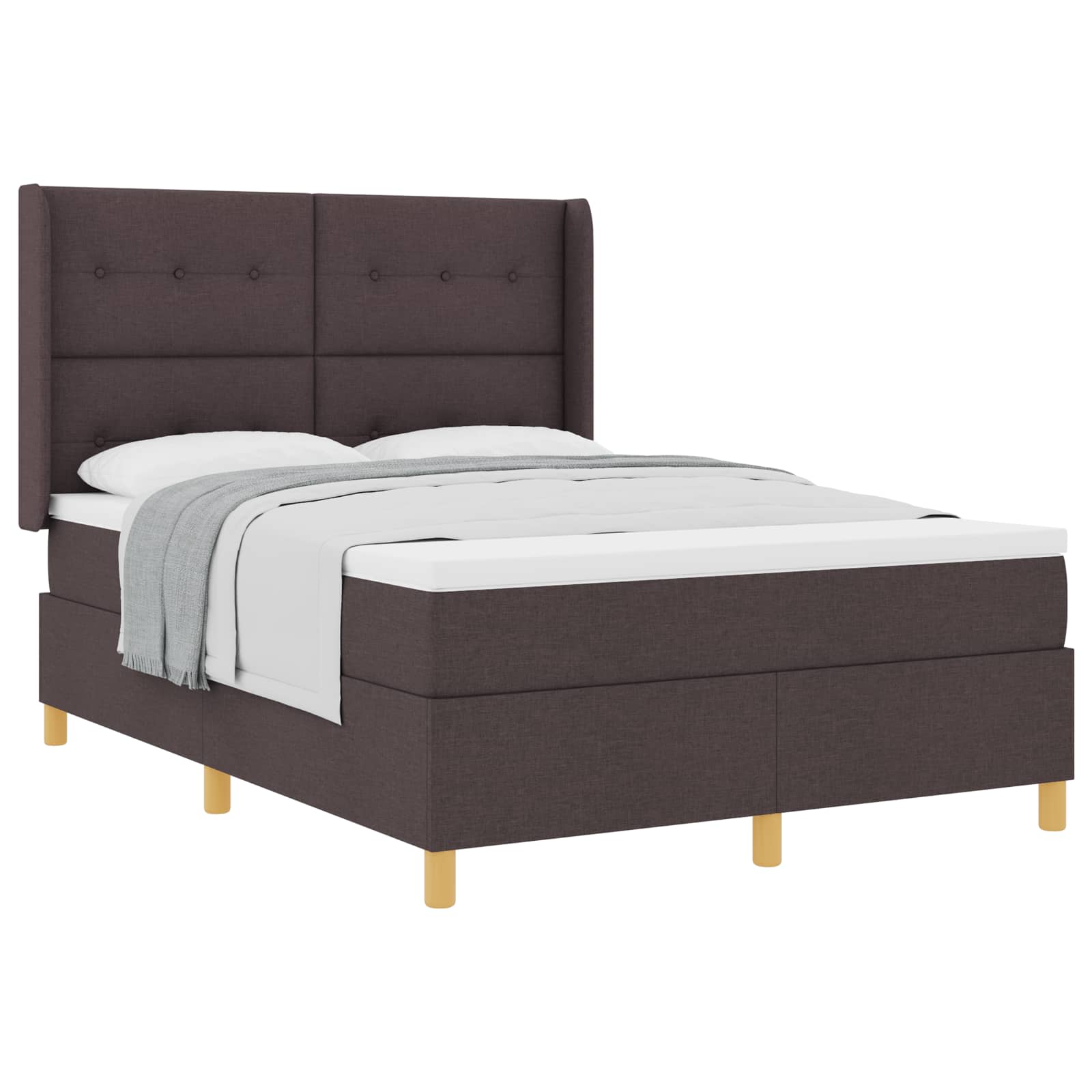 vidaXL Cama Box com colchão Marrom Escuro 140 x 200 cm tecido