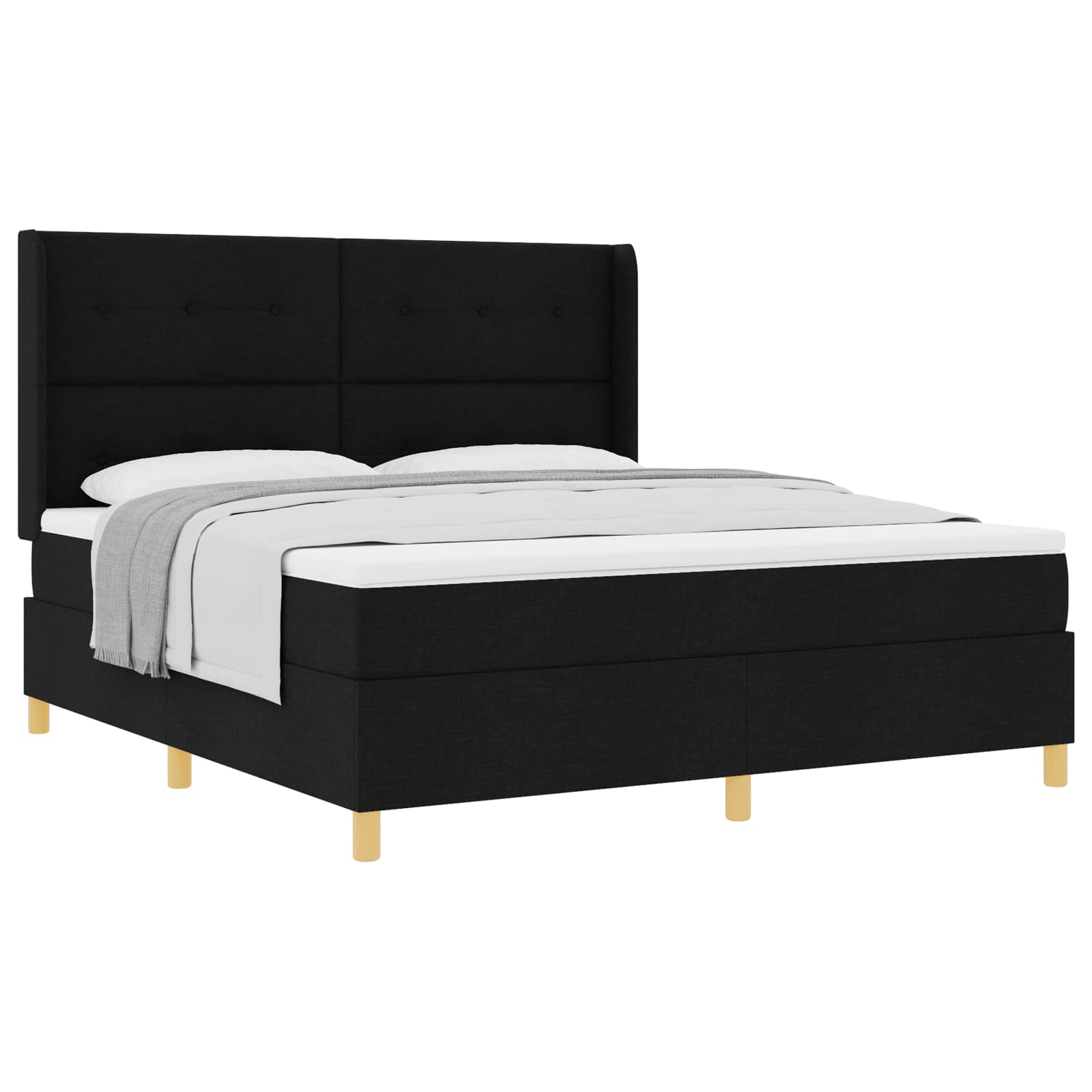 vidaXL Cama Box com colchão com cabeceira Preto 180 x 200 cm tecido