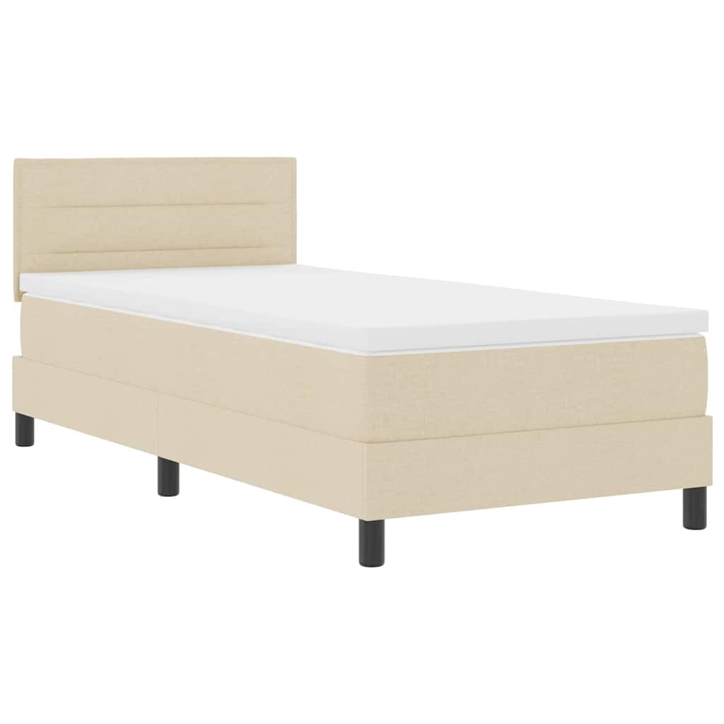 vidaXL Cama Box com colchão com led Creme 80 x 200 cm tecido