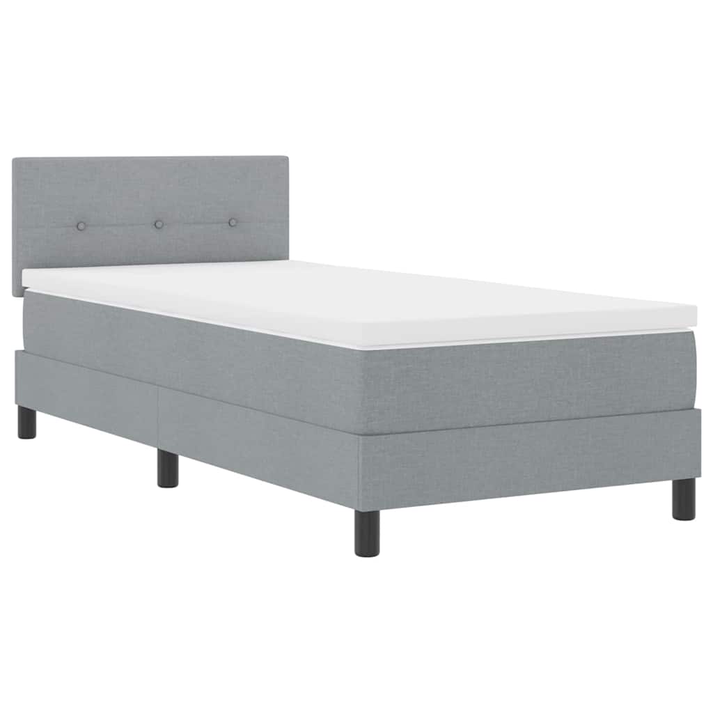 vidaXL Cama Box com colchão com led Cinzento-claro 100 x 200 cm tecido