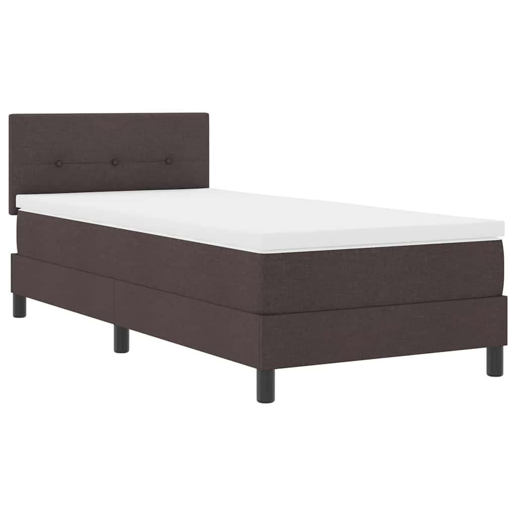 vidaXL Cama Box com colchão com led Marrom Escuro 100 x 200 cm tecido