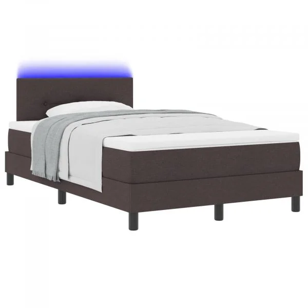 vidaXL Estrutura de Cama com Colchão Castanho Escuro Tecido 120 X 200 cm - 4277759623
