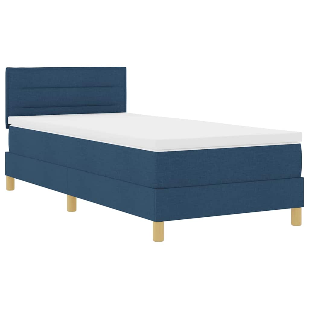 vidaXL Cama Box Spring LED com fitas LED Azul 100 x 200 cm tecido