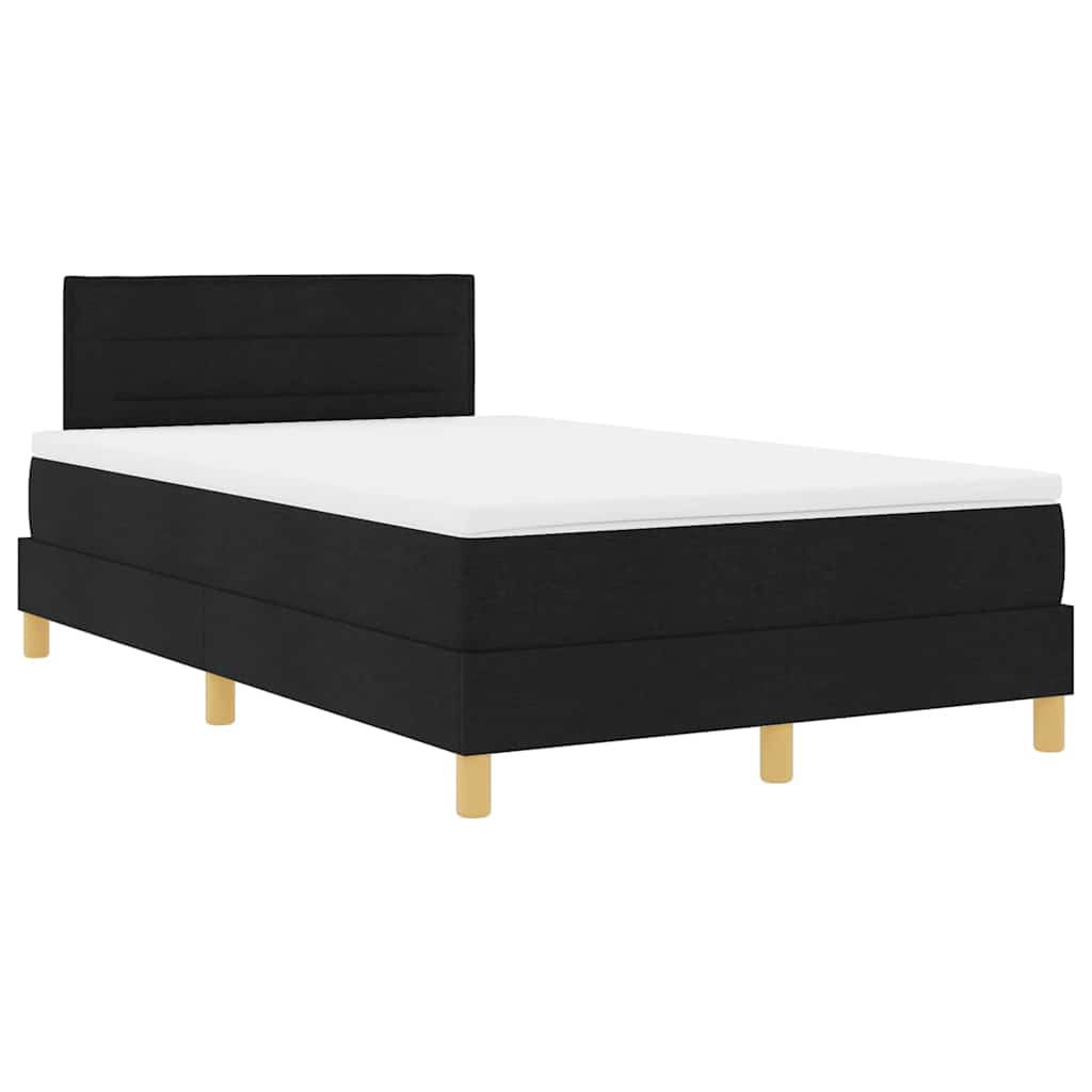 vidaXL Cama Box Spring LED com fitas LED Preto 120 x 190 cm tecido