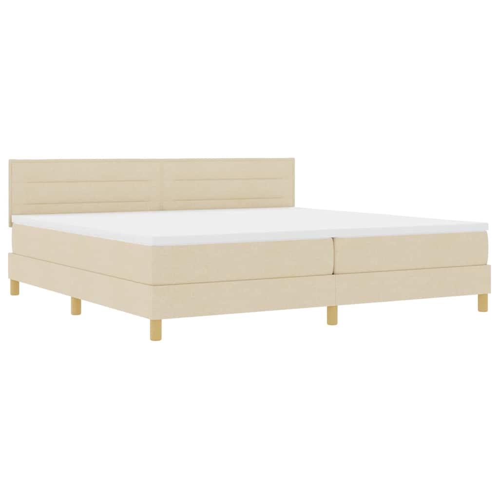 vidaXL Cama Box Spring LED com fitas LED Creme 200 x 200 cm tecido