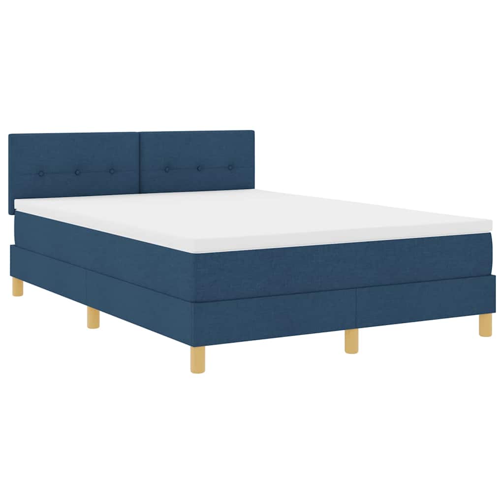 vidaXL Cama Box Spring LED com fitas LED Azul 140 x 190 cm tecido