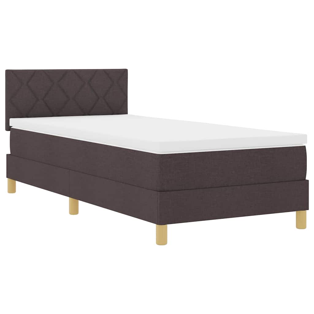 vidaXL Cama Box Spring LED Marrom Escuro 90 x 200 cm tecido