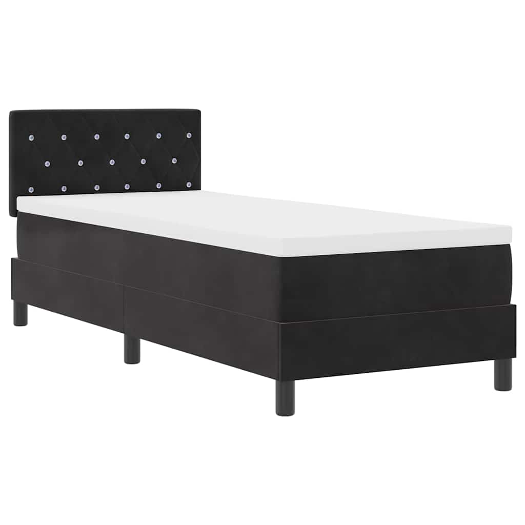 vidaXL Cama Box Spring LED com colchão Preto 80 x 200 cm Veludo