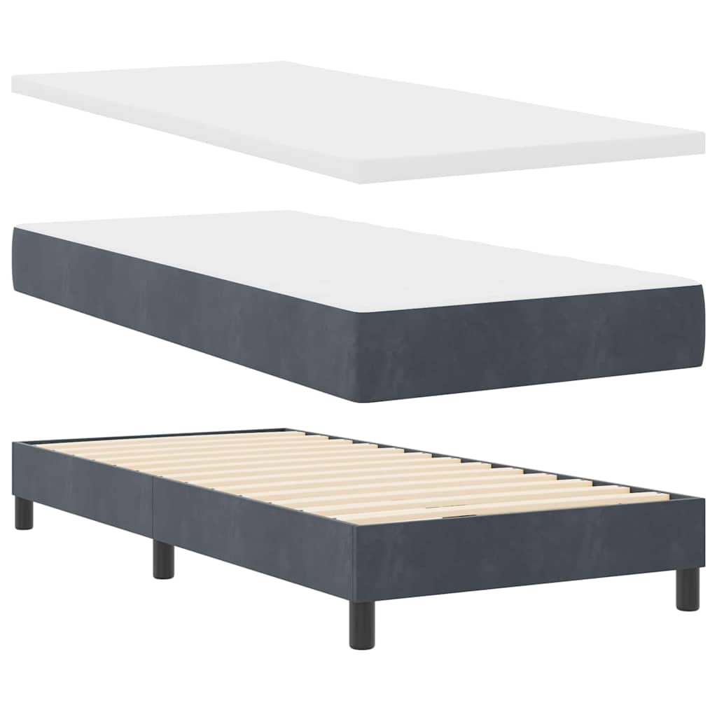 vidaXL Cama Box Spring LED com led Cinza Escuro 100 x 200 cm Veludo