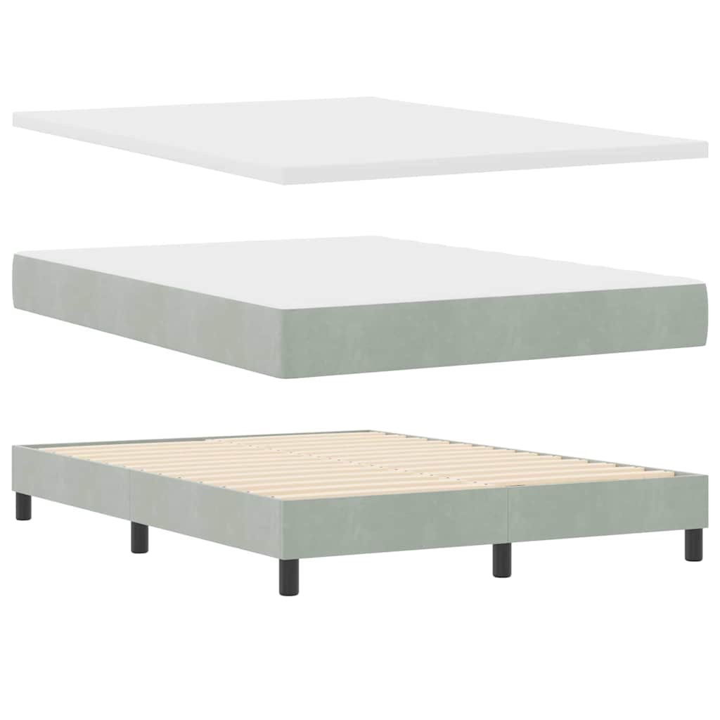 vidaXL Cama Box Spring LED com led Cinzento-claro 140 x 200 cm Veludo
