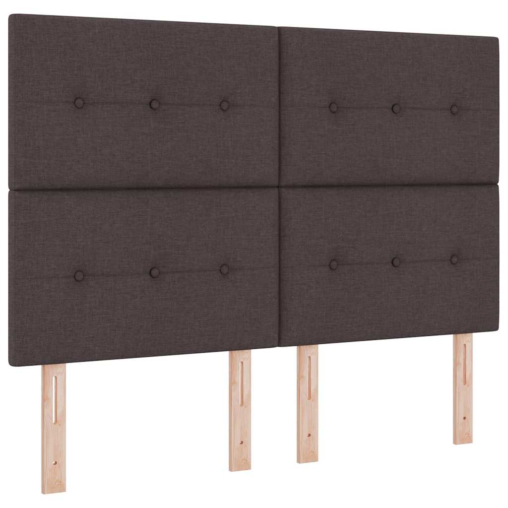 vidaXL Cama Box com colchão Castanho escuro 140 x 190 cm tecido