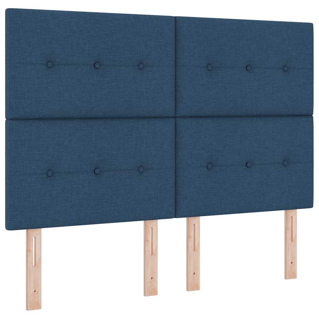 vidaXL Cama Box Spring LED com colchão Azul 140 x 200 cm tecido