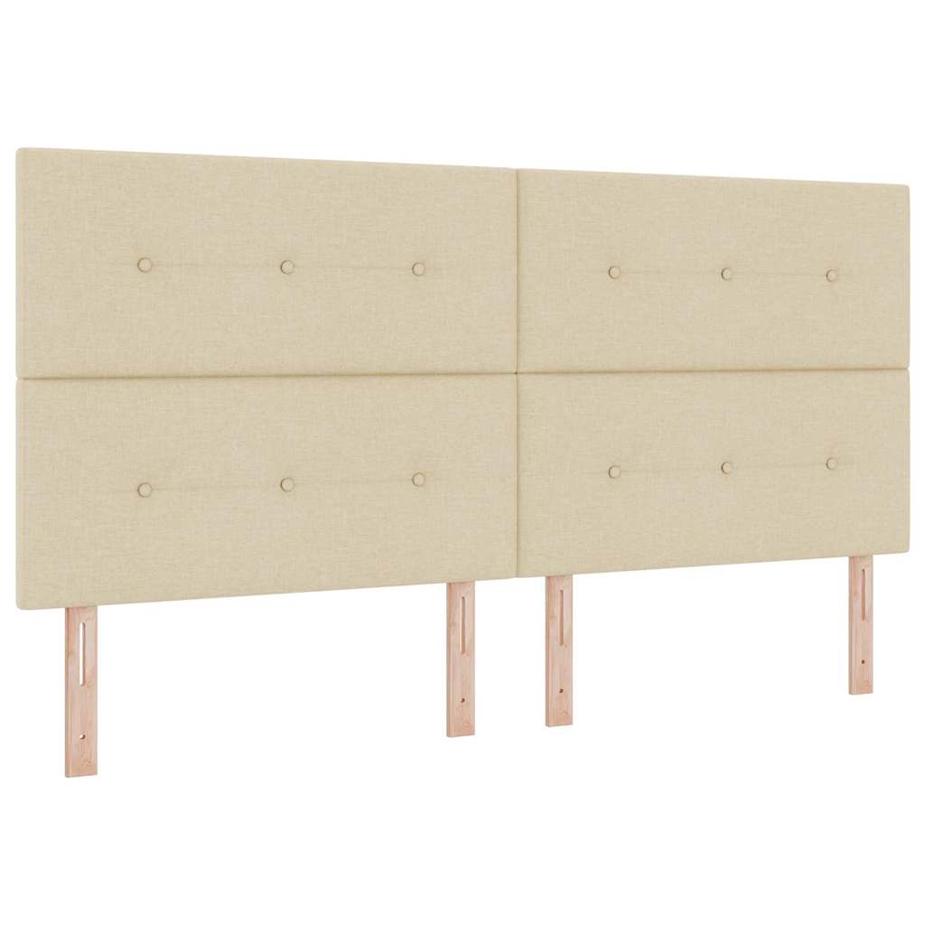 vidaXL Cama Box Spring LED com colchão Creme 200 x 200 cm tecido