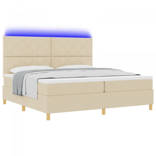 vidaXL Cama Box com Colchão & led Creme 200x200 cm Tecido - 3626081345