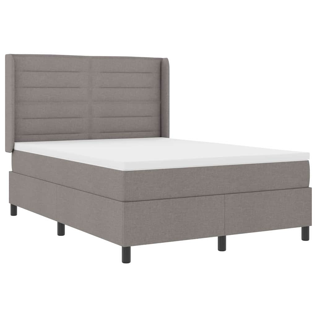 vidaXL Cama Box Spring LED Cinzento-acastanhado 140 x 190 cm tecido