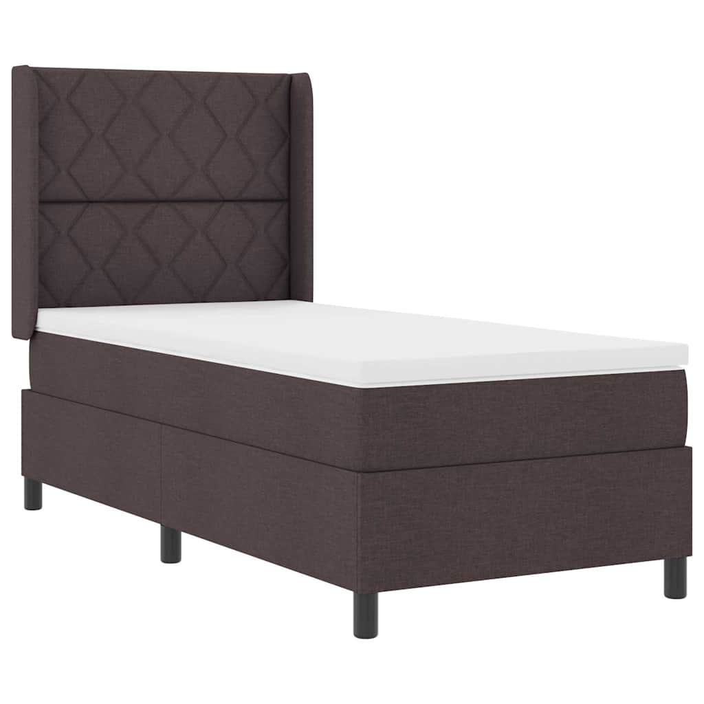vidaXL Cama Box Spring LED Marrom Escuro 100 x 200 cm tecido