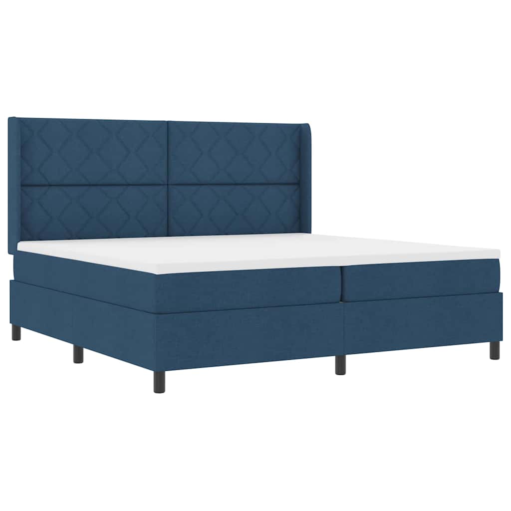 vidaXL Cama Box Spring LED com colchão Azul 200 x 200 cm tecido