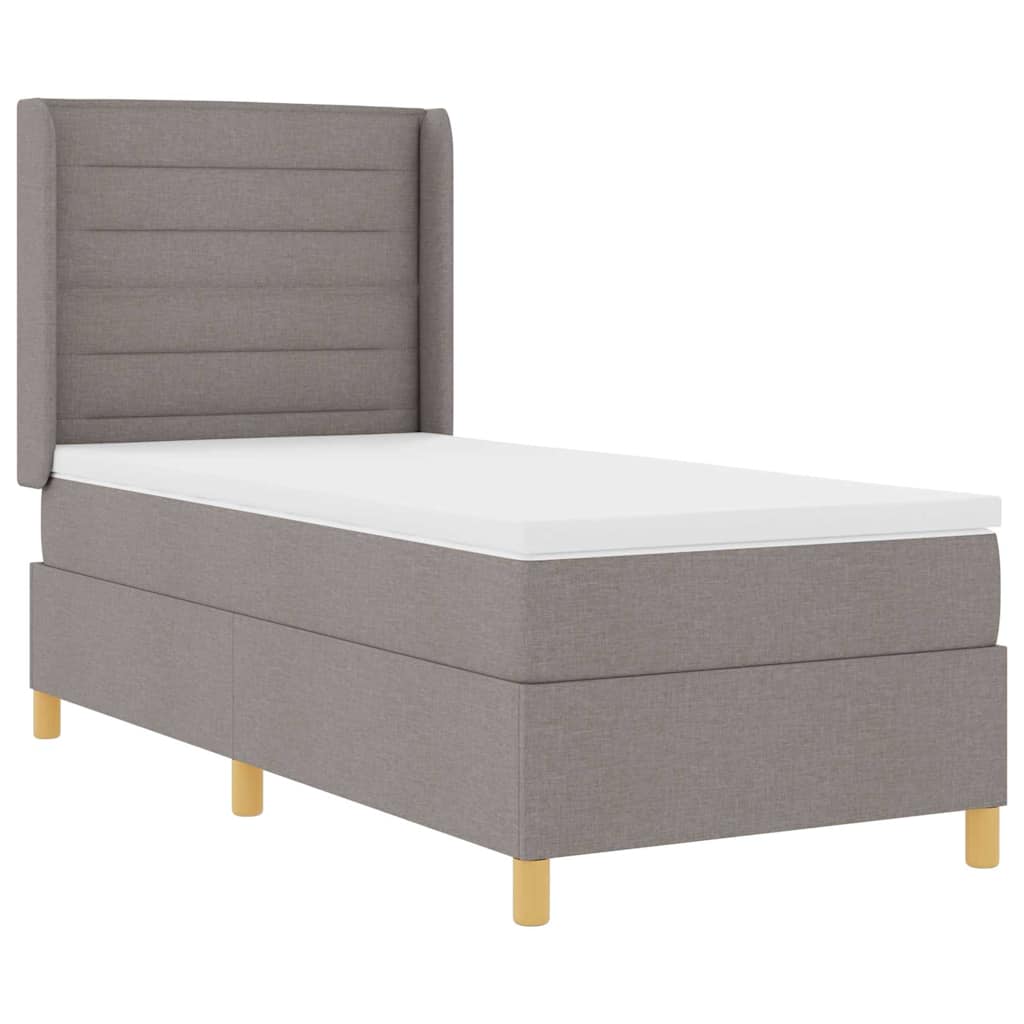 vidaXL Cama Box com fitas LED Cinzento-acastanhado 90 x 200 cm tecido