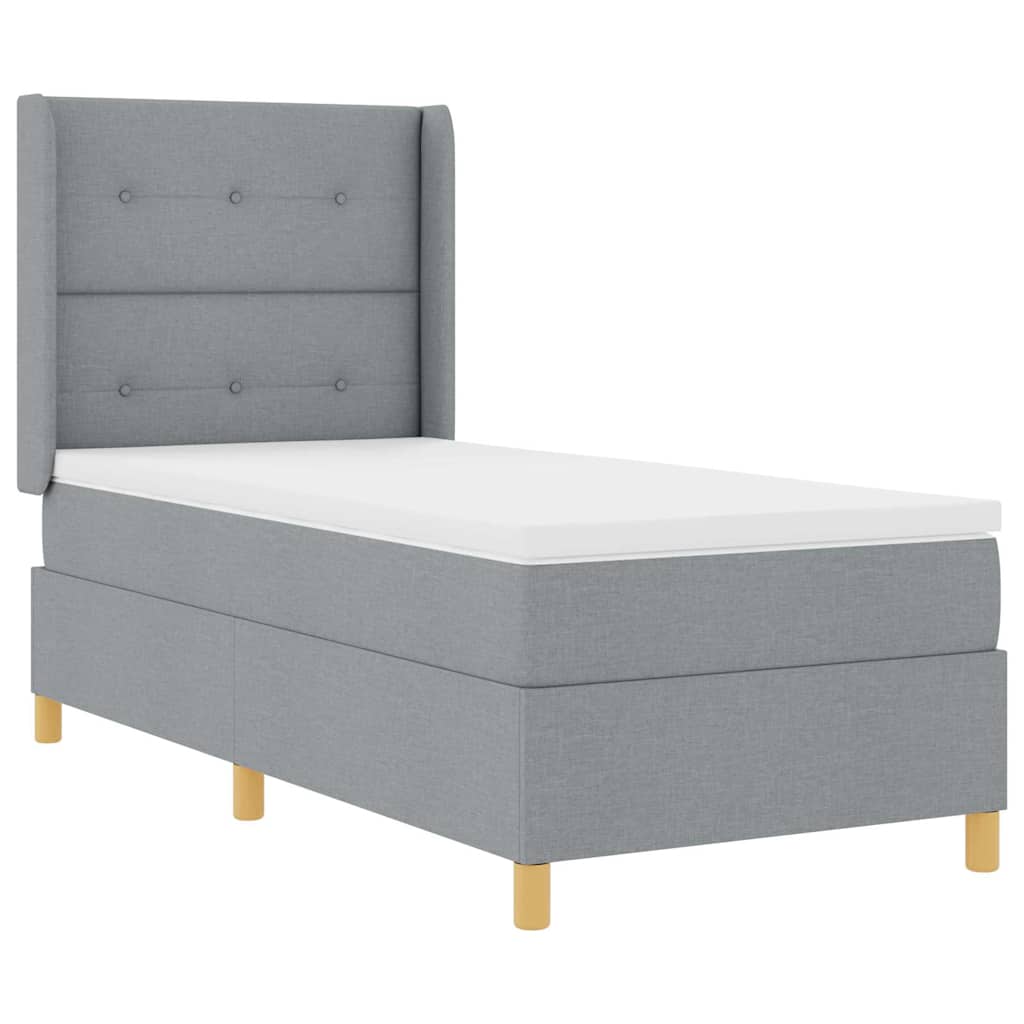 vidaXL Cama Box com fitas LED Cinzento-claro 80 x 200 cm tecido