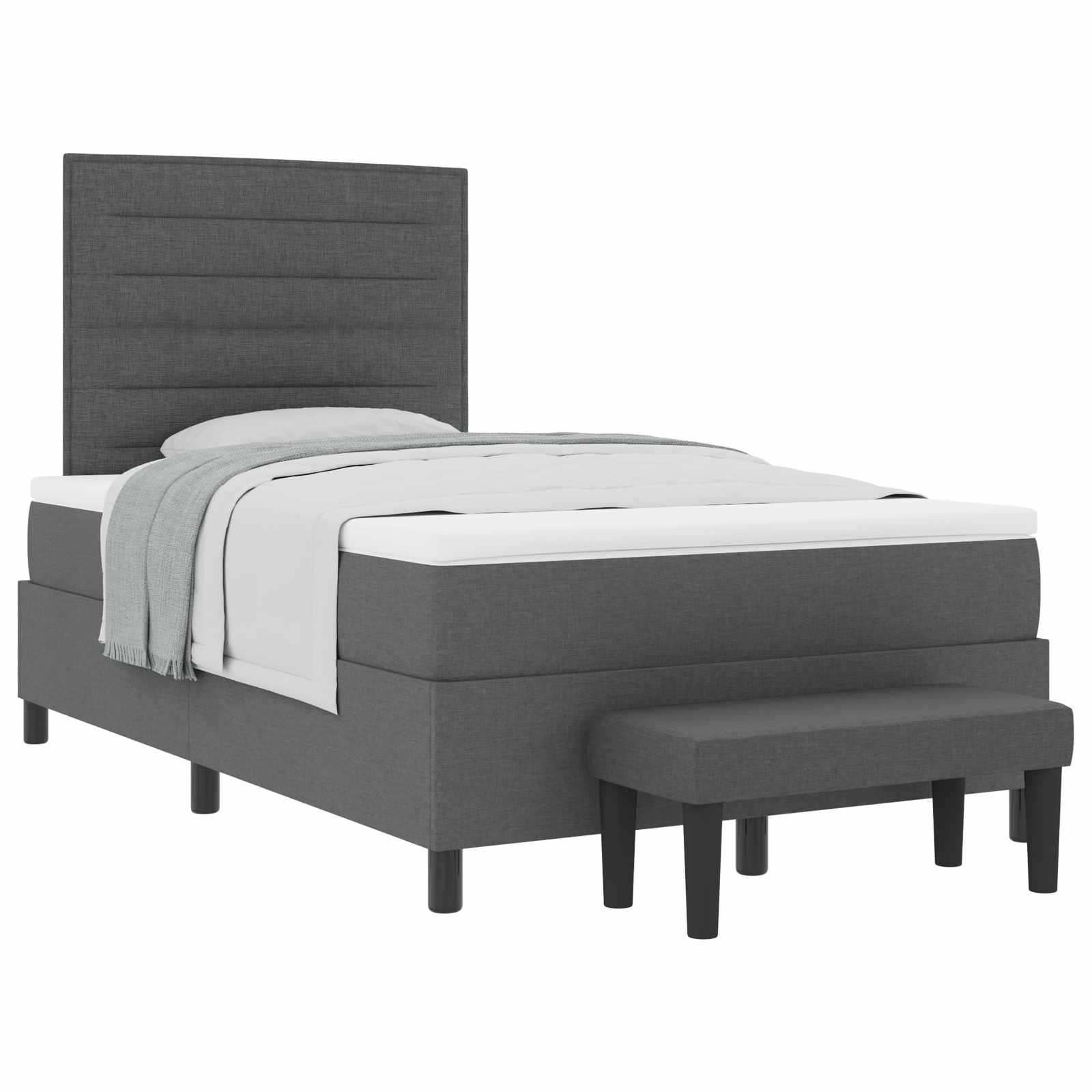 vidaXL Cama Box com cabeceira Cinza Escuro 120 x 190 cm tecido