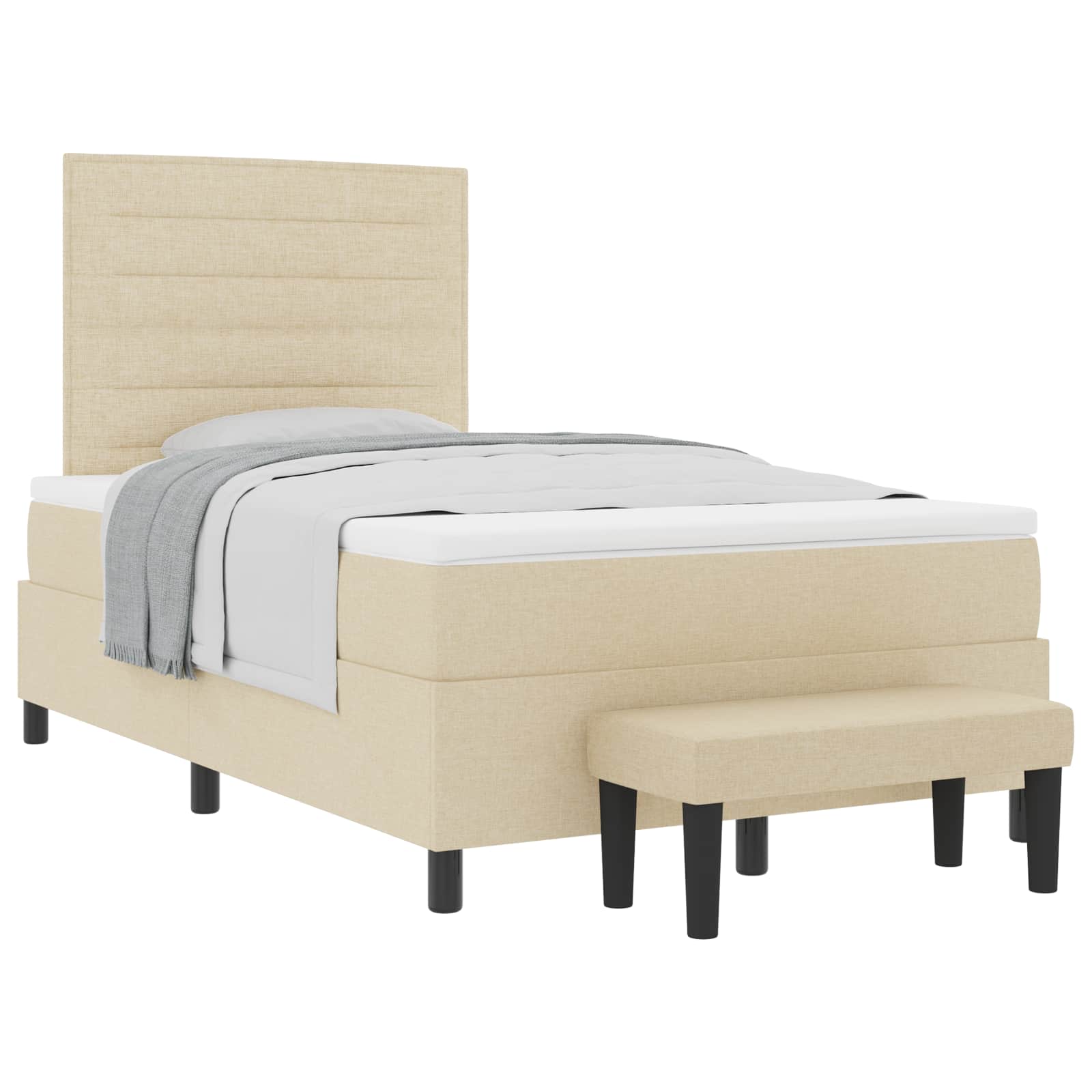 vidaXL Cama Box com cabeceira Creme 120 x 190 cm tecido