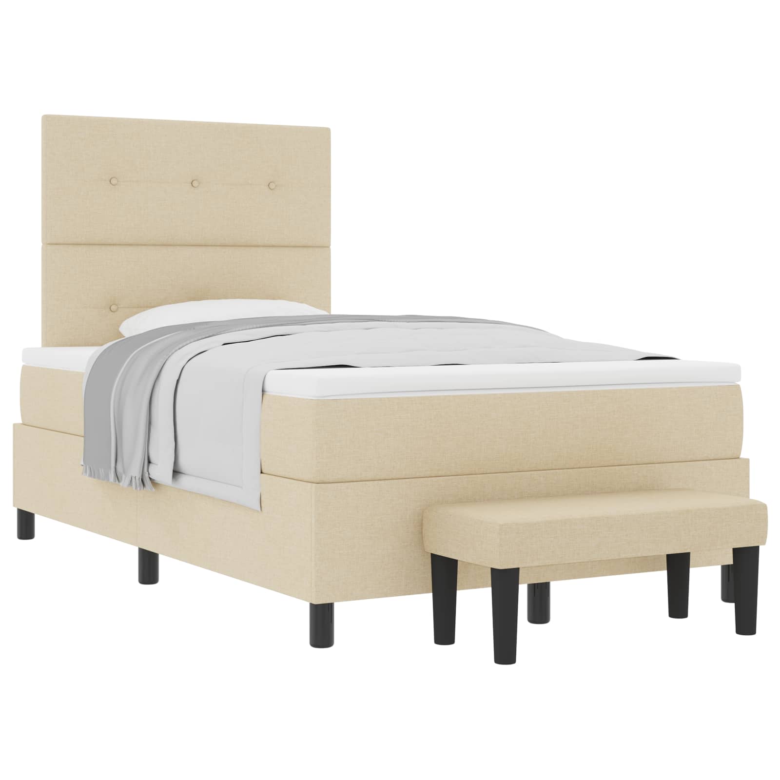 vidaXL Cama Box com cabeceira Creme 120 x 190 cm tecido