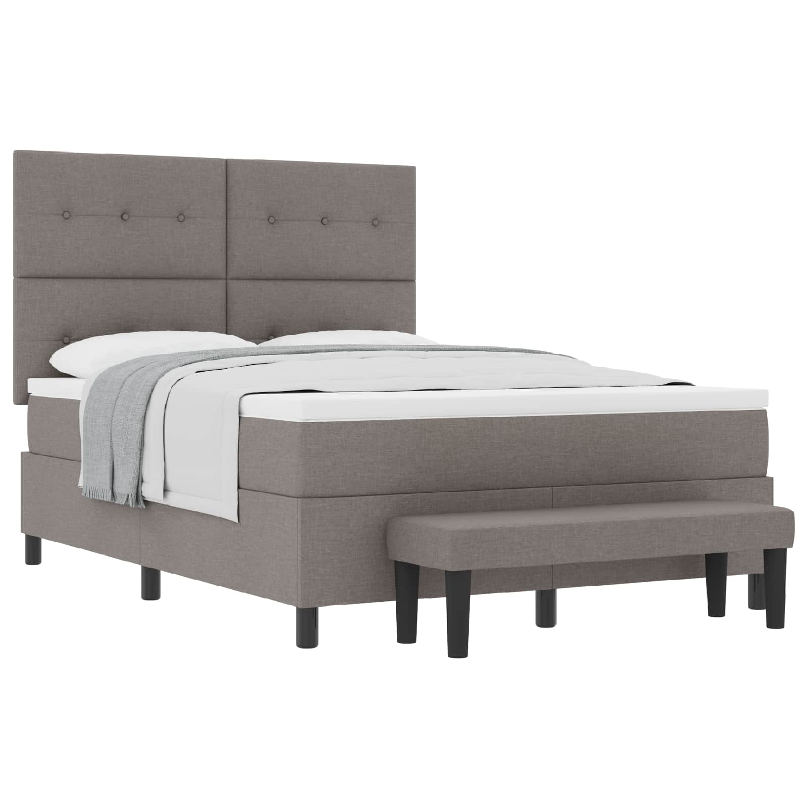 vidaXL Cama Box com cabeceira Cinzento-acastanhado 140 x 200 cm tecido