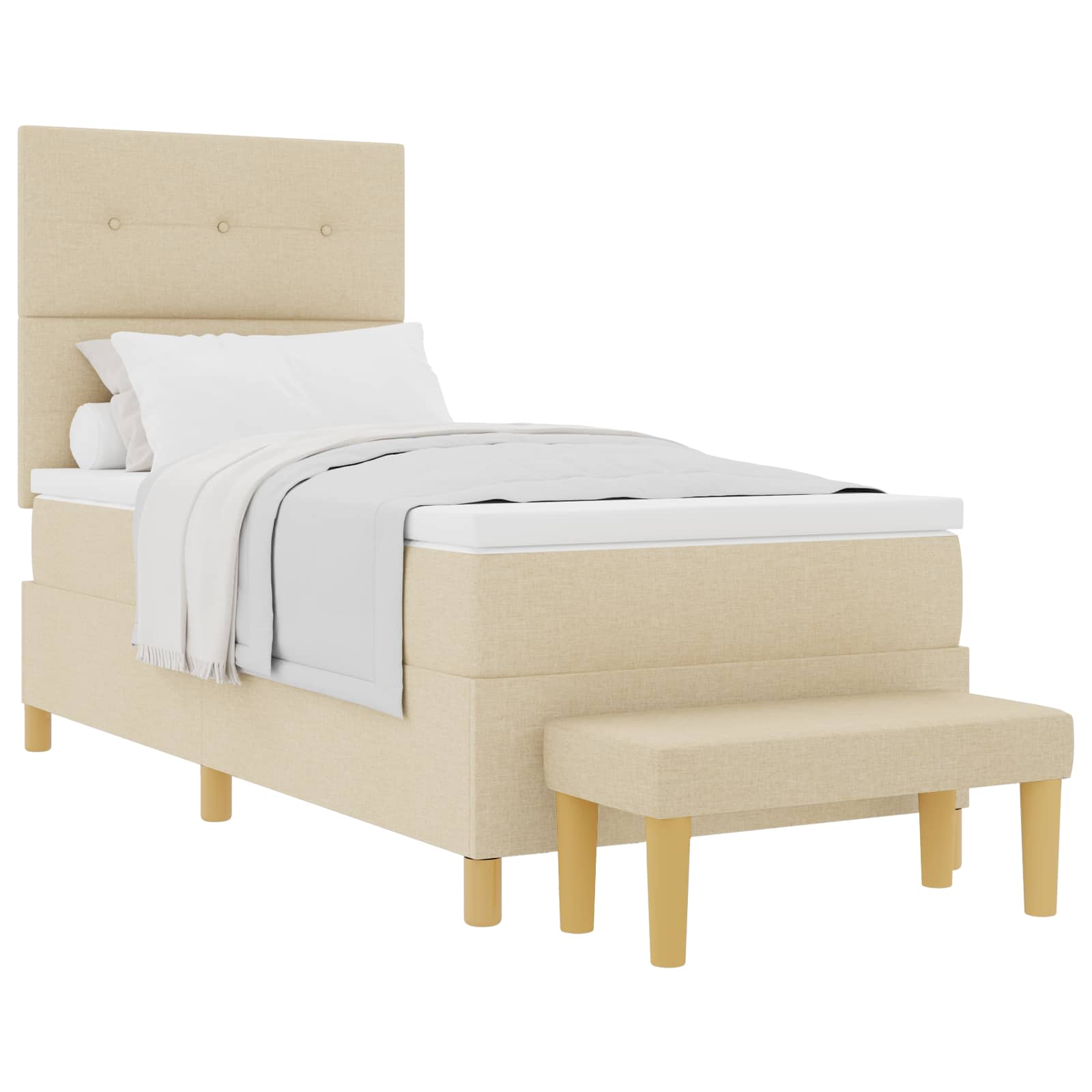 vidaXL Cama Box com cabeceira Creme 200 x 100 cm tecido