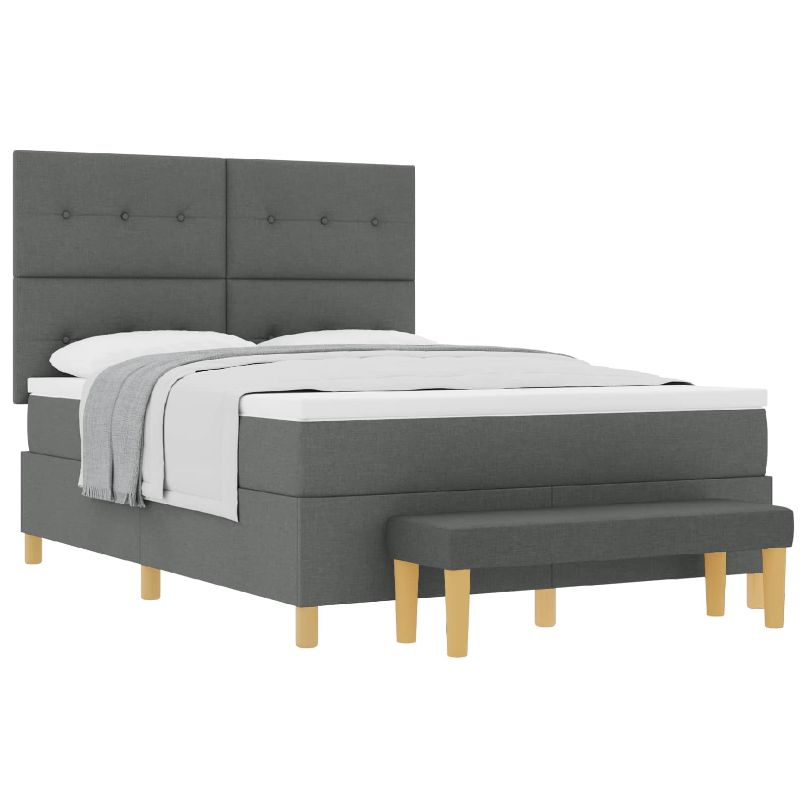 vidaXL Cama Box com almofada Cinzento escuro 200 x 140 cm tecido