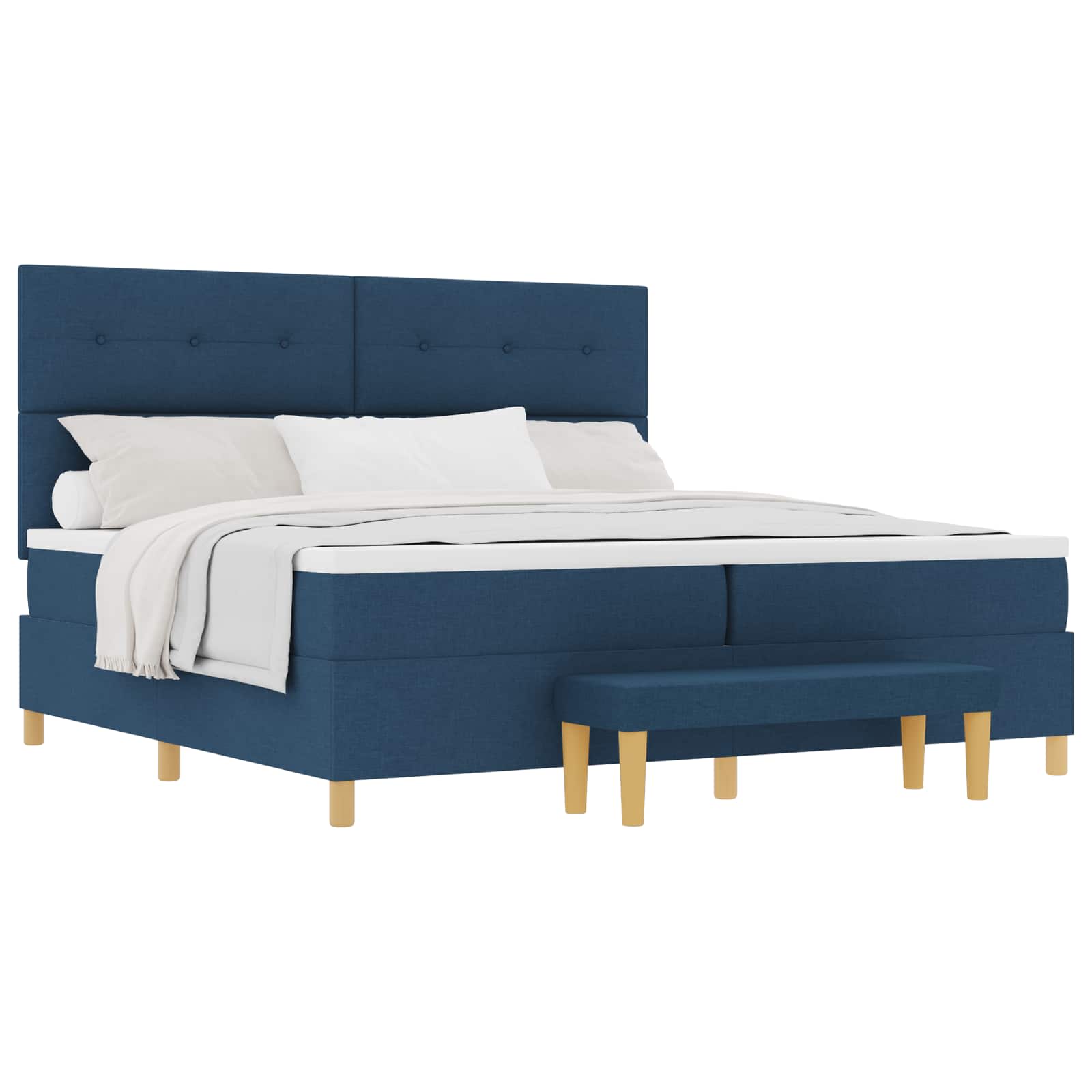 vidaXL Cama Box com colchão com cabeceira Azul 200 x 200 cm tecido