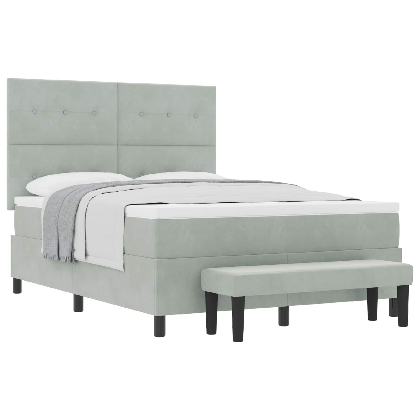 vidaXL Cama Box com cabeceira Cinzento-claro 190 x 140 cm Veludo