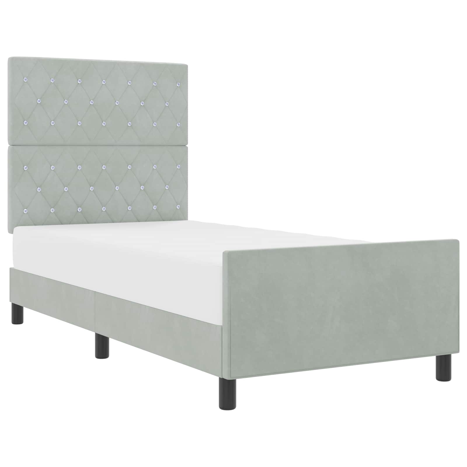 vidaXL Cama Box com cabeceira Cinzento-claro 100 x 200 cm Veludo