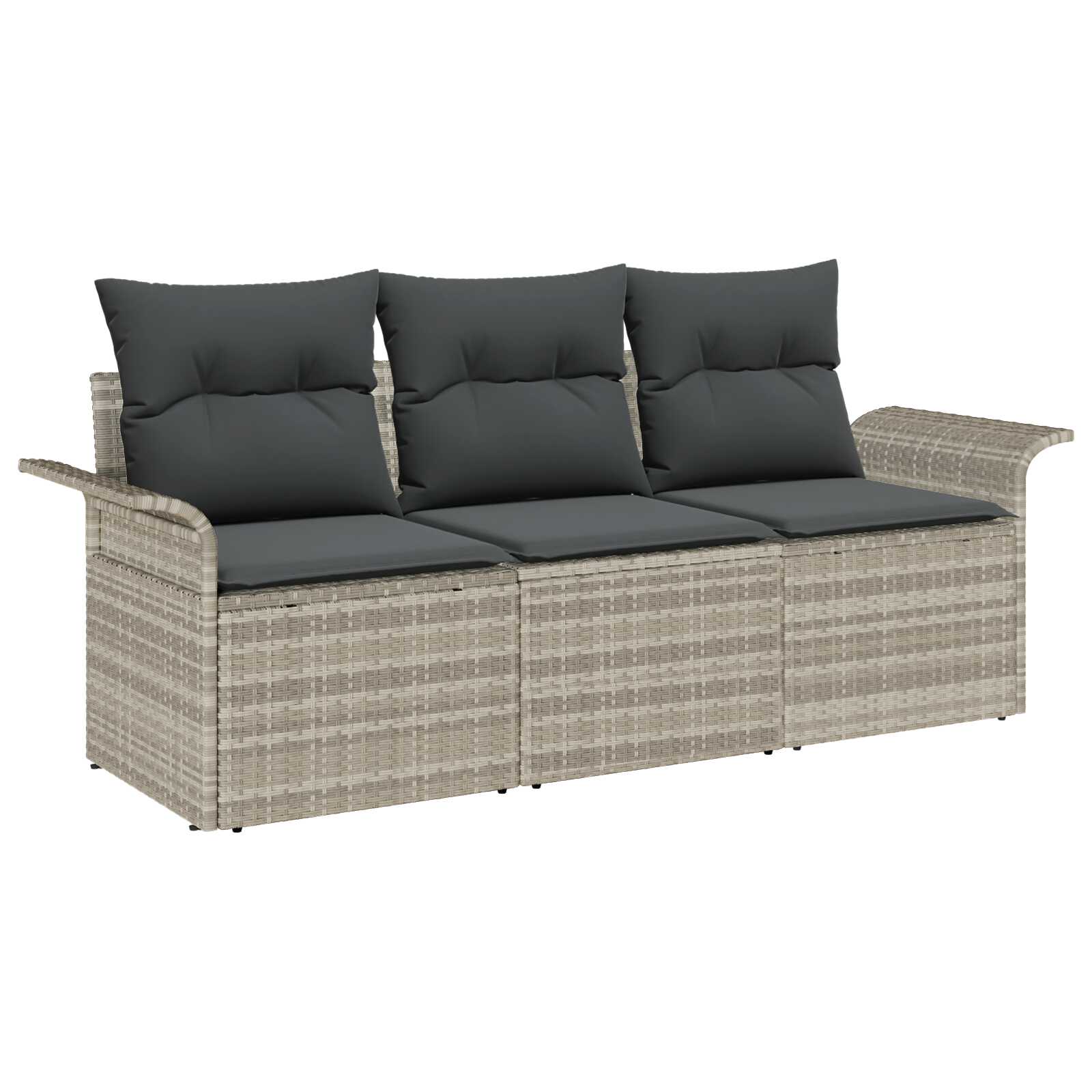 vidaXL Conjunto de Sofá de Jardim com almofada 3 pcs Cinzento-claro