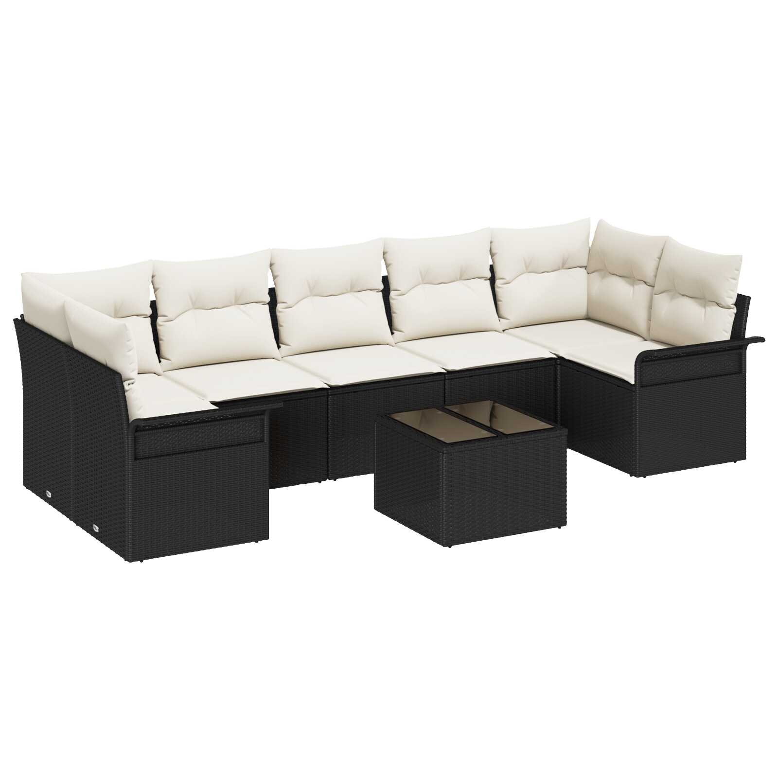 vidaXL Conjunto de Sofá de Jardim 8 pcs Preto e Creme vime PE