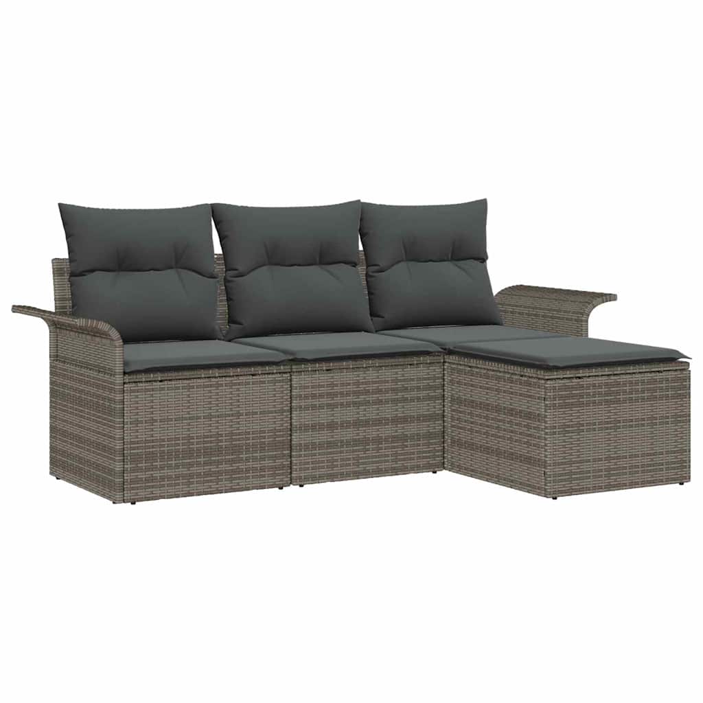 vidaXL Conjunto de Sofá de Jardim 4 pcs Cinzeto Rattan Sintético