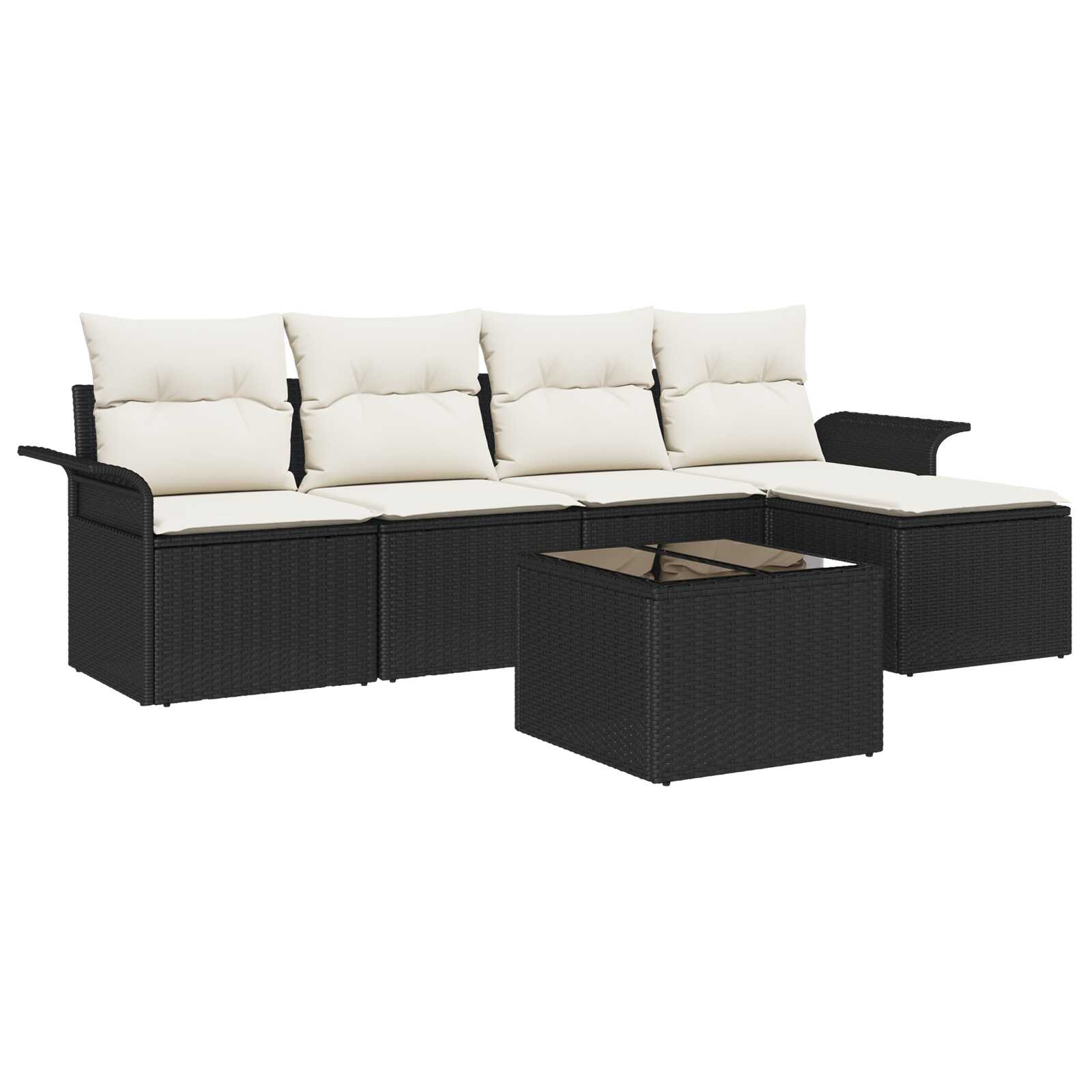 vidaXL Conjunto de Sofá de Jardim com almofada 6 pcs Preto vime PE