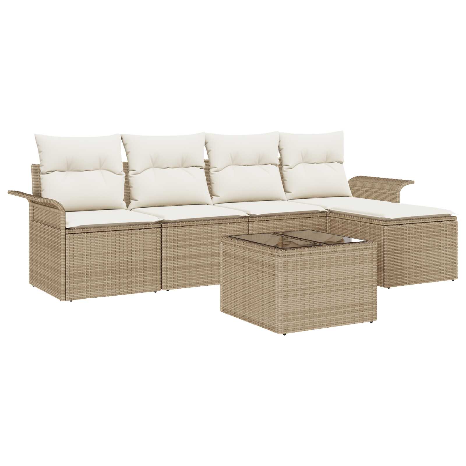 vidaXL Conjunto de Sofá de Jardim com almofada 6 pcs Bege vime PE