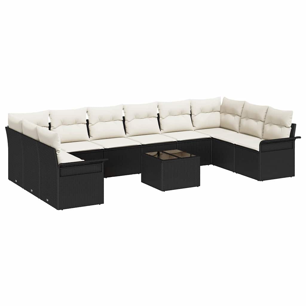 vidaXL Conjunto de Sofá de Jardim 11 pcs Castanho vime PE