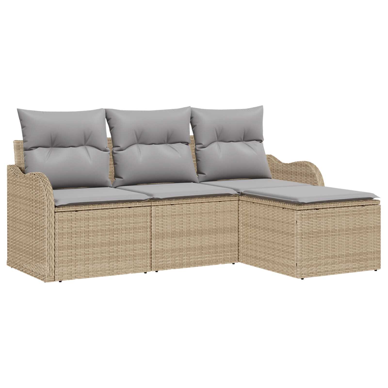 vidaXL Conjunto de Sofá de Jardim com armazenamento 4 pcs Bege vime PE