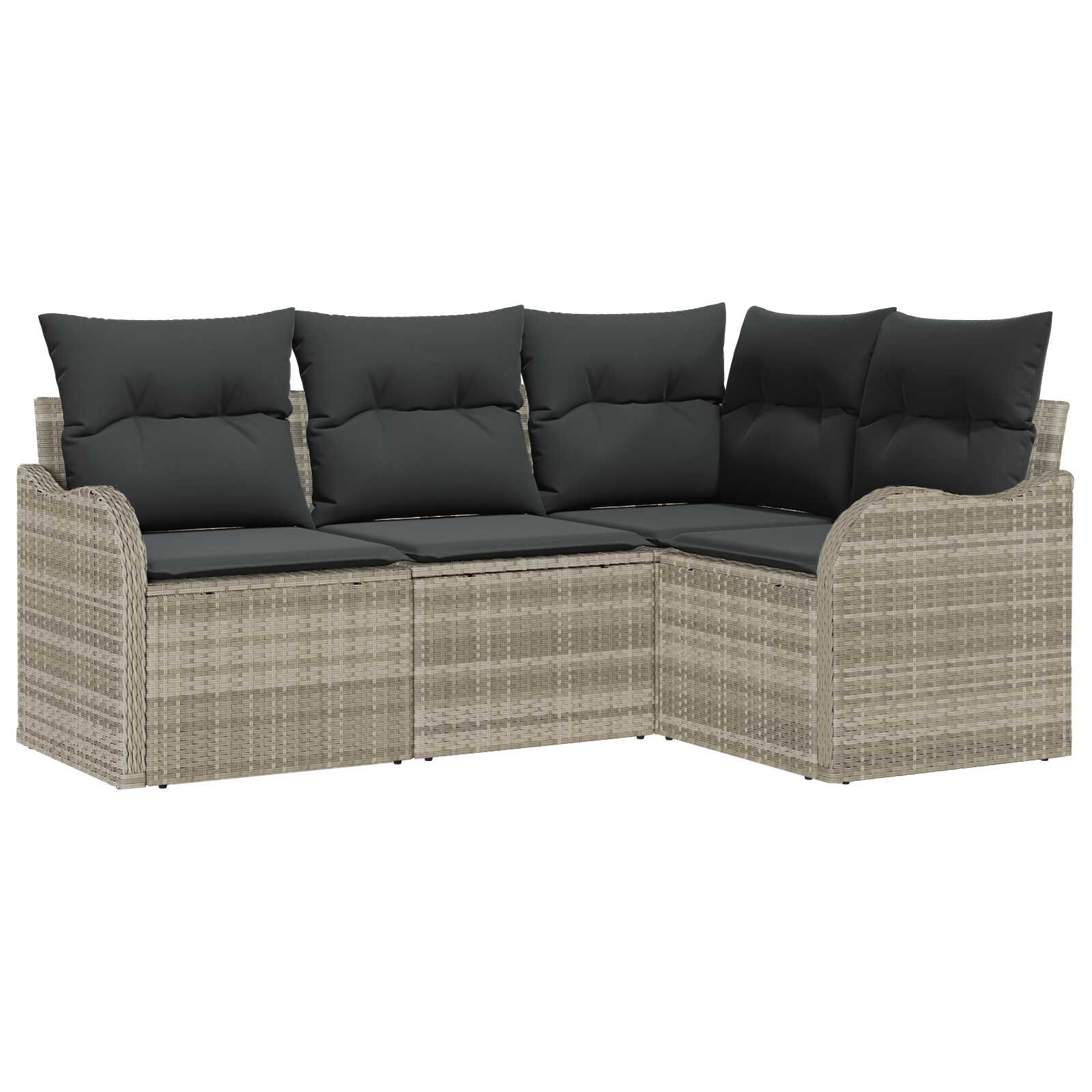 vidaXL Conjunto de Sofá de Jardim 4 pcs Cinzento-claro vime PE