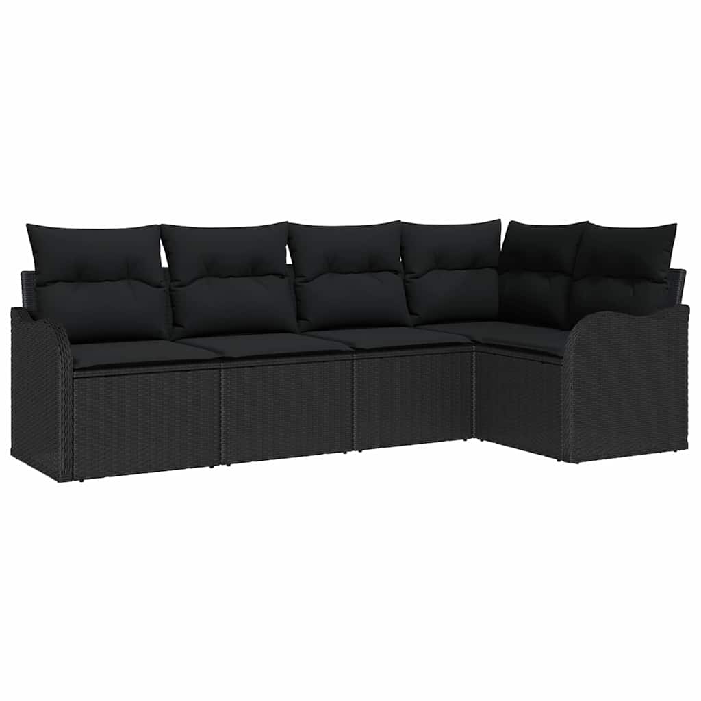vidaXL Conjunto de Sofá de Jardim 5 pcs Preto vime PE