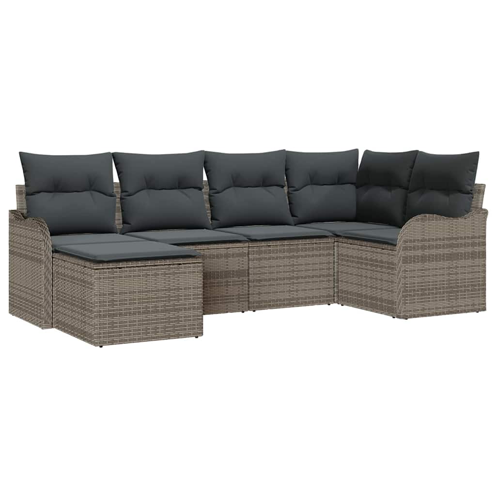vidaXL Conjunto de Sofá de Jardim 6 pcs Cinzeto Rattan Sintético