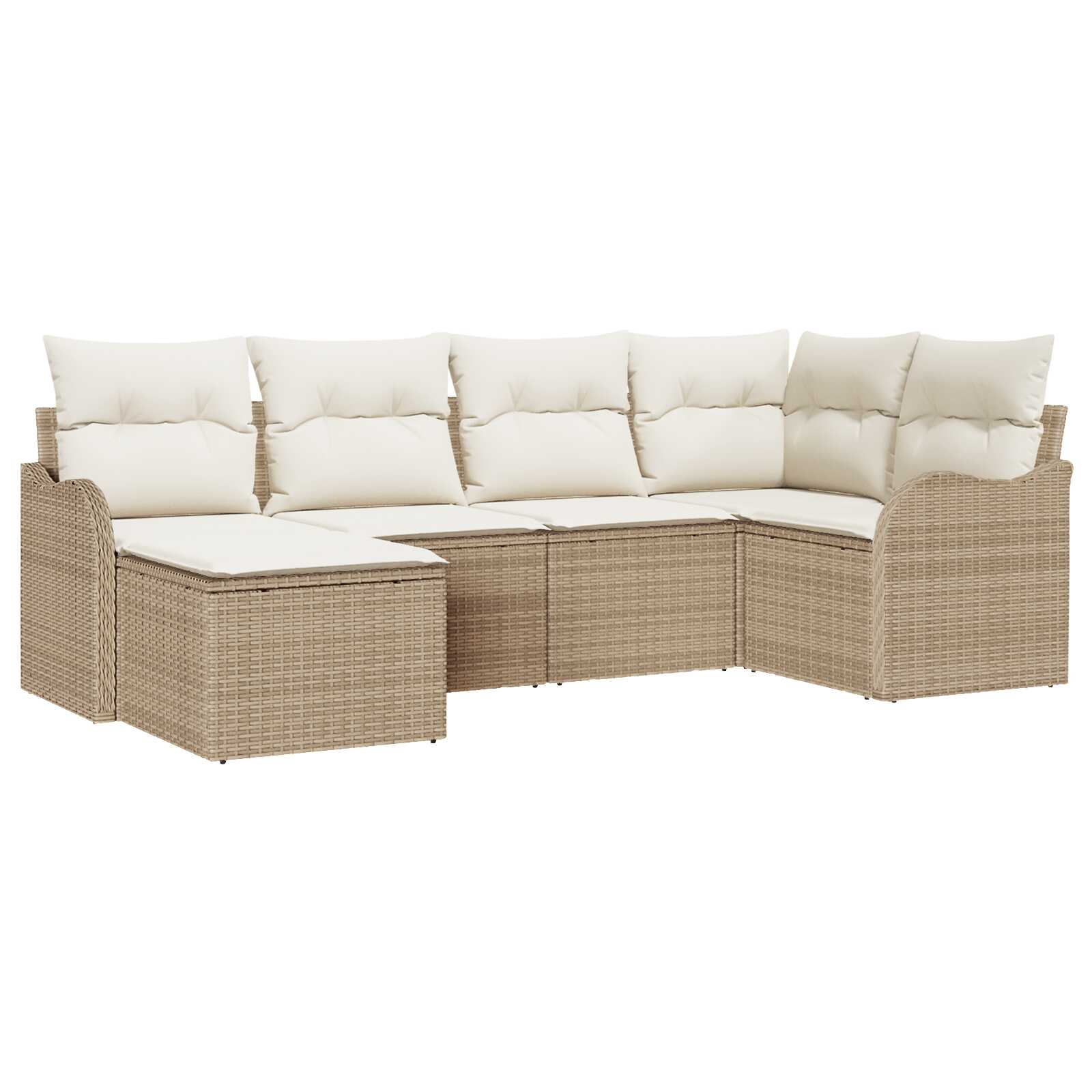 vidaXL Conjunto de Sofá de Jardim 6 pcs bege e branco Rattan Sintético