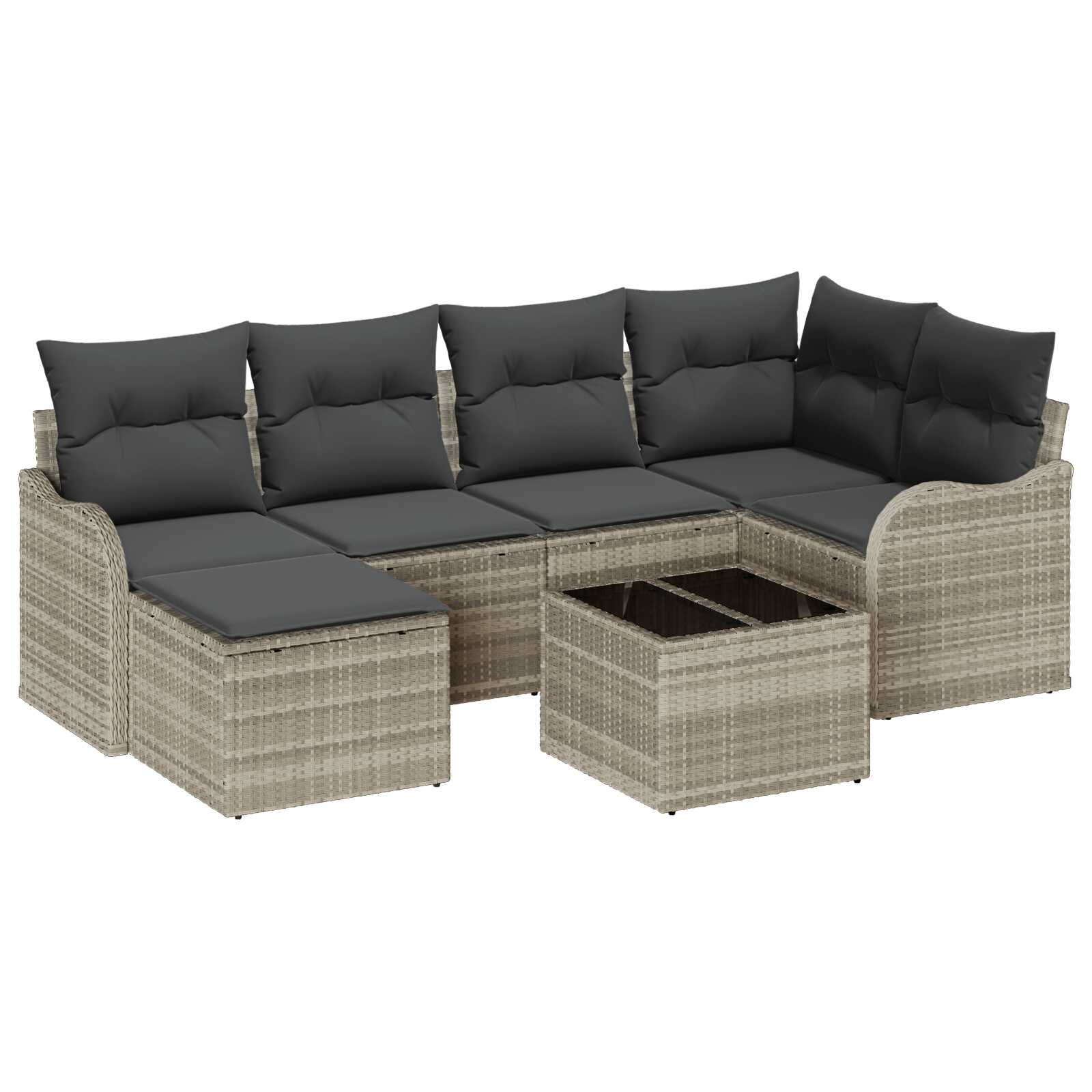 vidaXL Conjunto de Sofá de Jardim com almofada 7 pcs Cinzento-claro