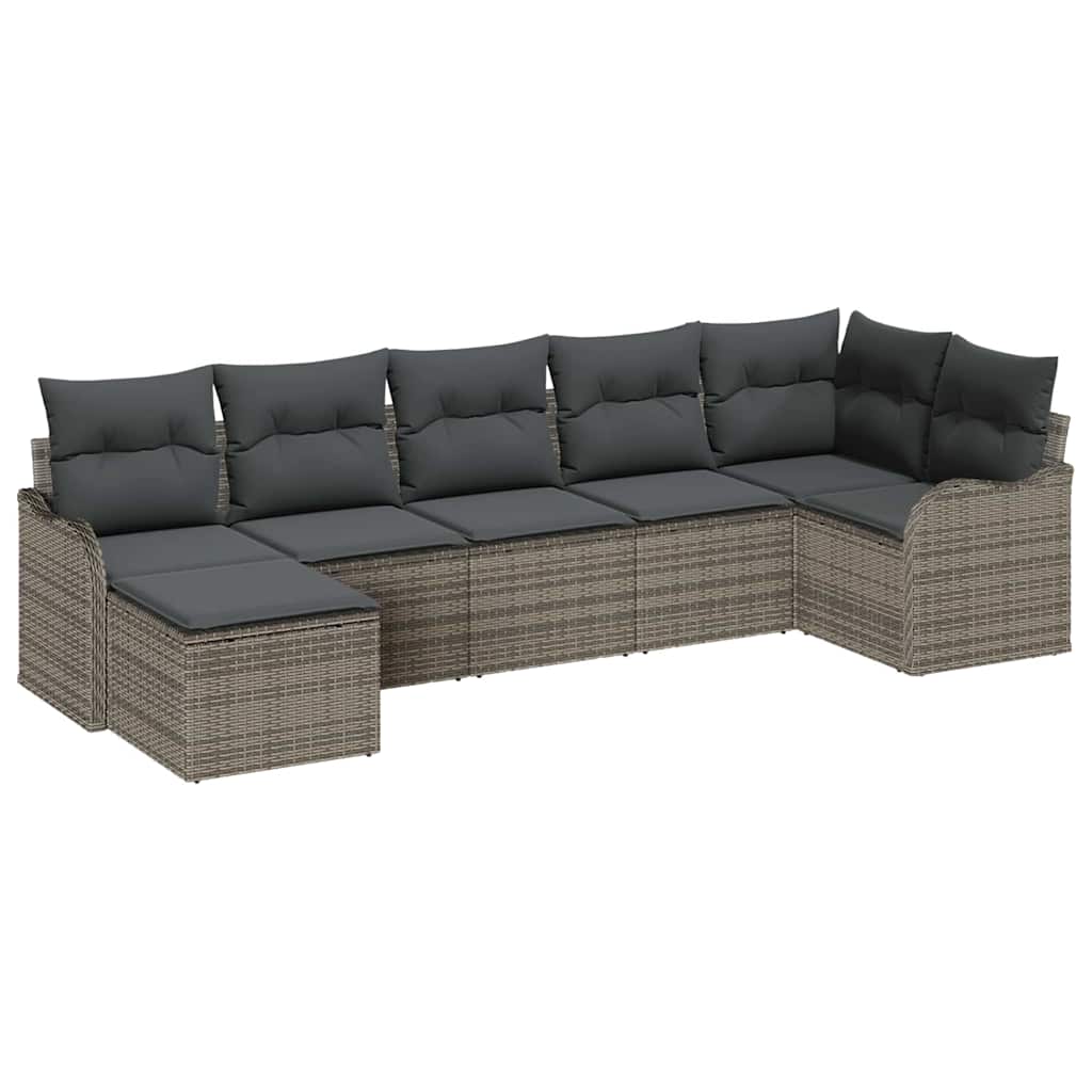 vidaXL Conjunto de Sofá de Jardim 7 pcs Cinzeto vime PE