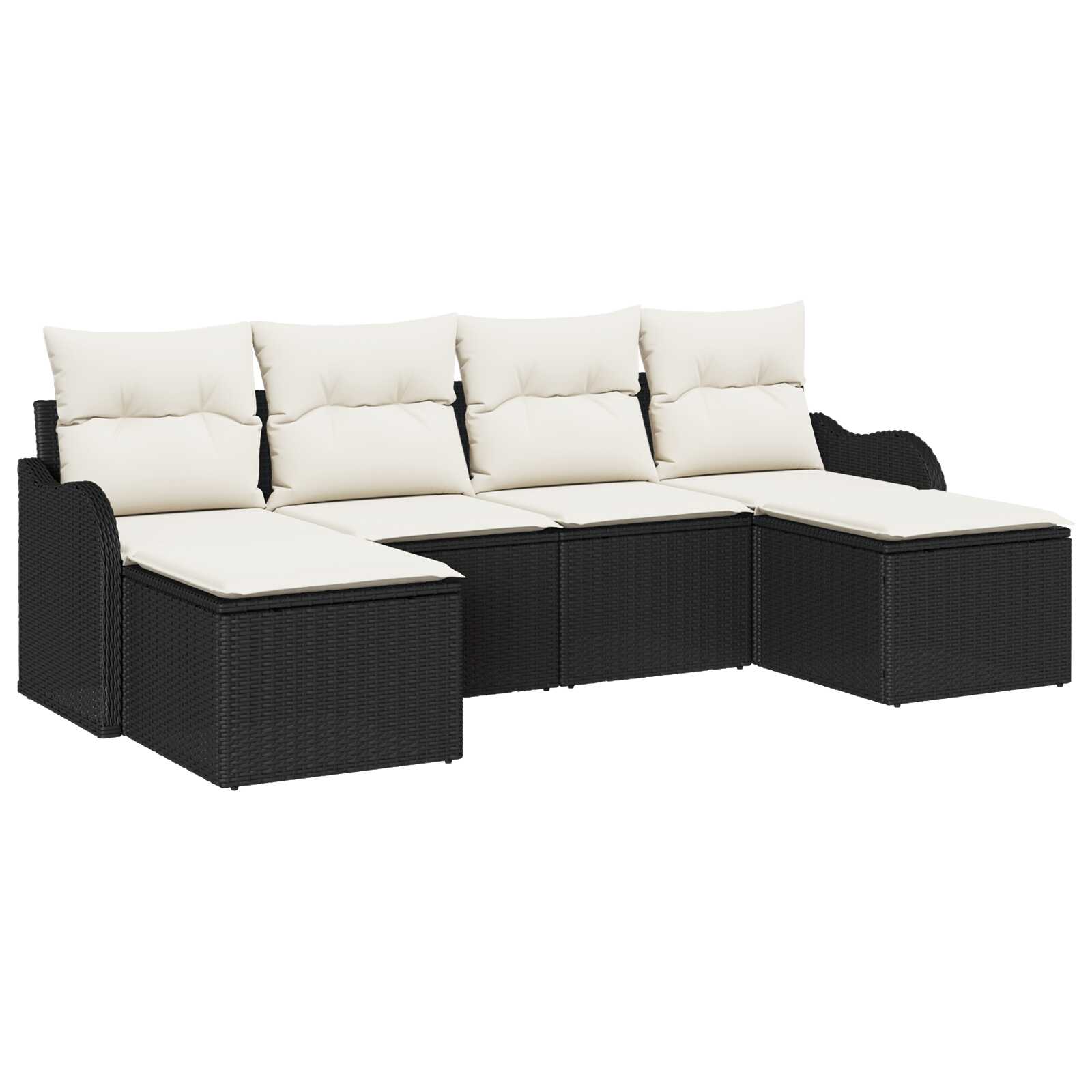 vidaXL Conjunto de Sofá de Jardim com almofada 6 pcs Preto e branco
